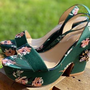 Jessica Simpson Floral Satin Wedges